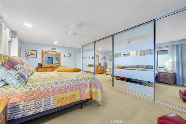 6309 Via Colinita, Rancho Palos Verdes, CA 90275 - carpeted bedroom with a closet, a ceiling fan, and recessed lighting