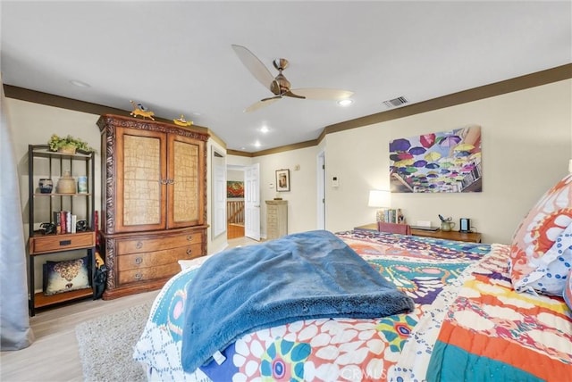 6309 Via Colinita, Rancho Palos Verdes, CA 90275 - bedroom featuring light wood-type flooring, recessed lighting, and a ceiling fan