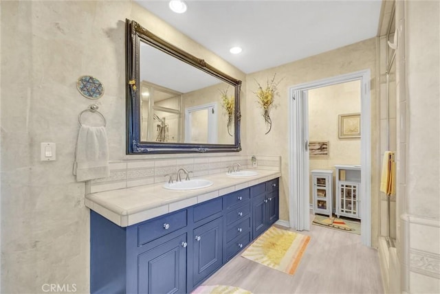 6309 Via Colinita, Rancho Palos Verdes, CA 90275 - bathroom with wood finished floors and double vanity