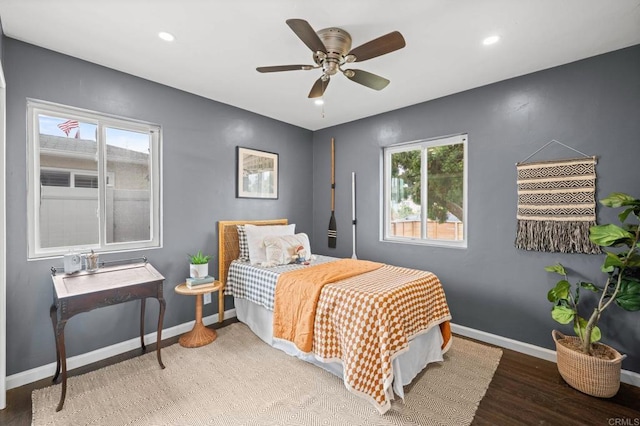 1918 S Freeman St, Oceanside, CA 92054 - bedroom with wood finished floors, a ceiling fan, and recessed lighting