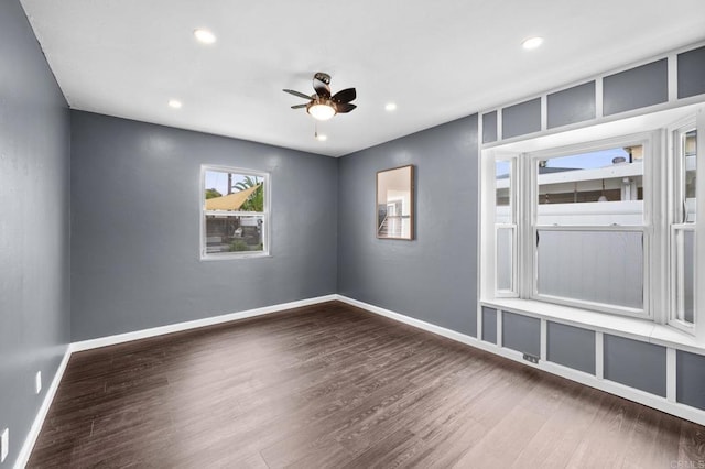 1918 S Freeman St, Oceanside, CA 92054 - unfurnished room featuring wood finished floors, a ceiling fan, and recessed lighting