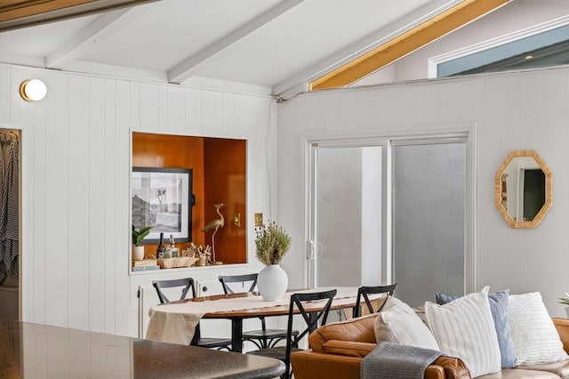 1918 S Freeman St, Oceanside, CA 92054 - living area featuring beam ceiling and a decorative wall