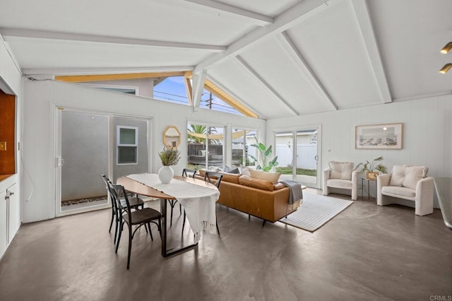 1918 S Freeman St, Oceanside, CA 92054 - dining room with concrete floors and wood walls