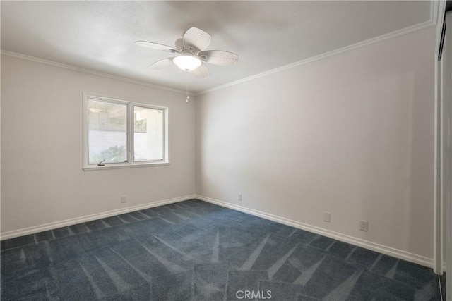 45740 Verba Santa Dr, Palm Desert, CA 92260 - spare room featuring dark carpet, ceiling fan, and ornamental molding