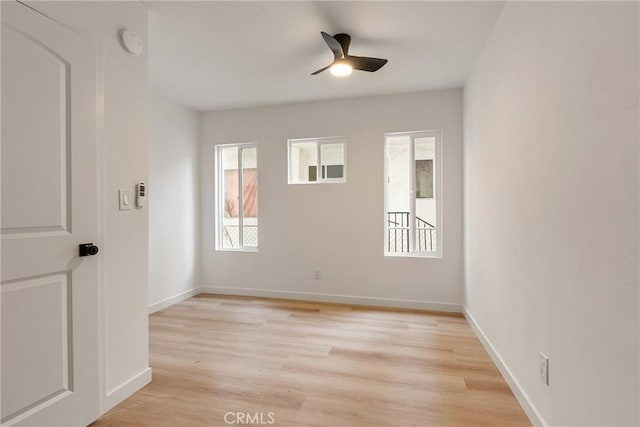 1209 W 40th Pl, Los Angeles, CA 90037 - spare room featuring ceiling fan, light wood finished floors, a smoke detector, and baseboards