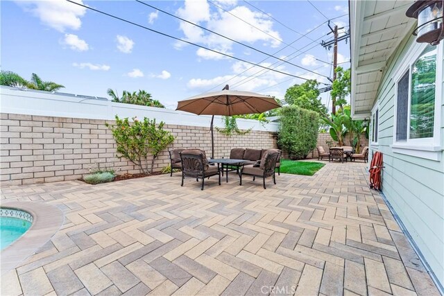 249 Loyola Rd, Costa Mesa, CA 92626 - fenced backyard featuring an outdoor living space, a patio, and outdoor dining space