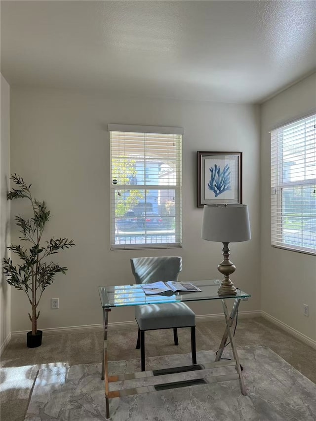 7739 Lupin St, Chino, CA 91708 - carpeted office space featuring baseboards and a textured ceiling