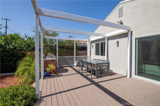 5427 Noble Ave, Sherman Oaks, CA 91411 - wooden terrace with outdoor dining area