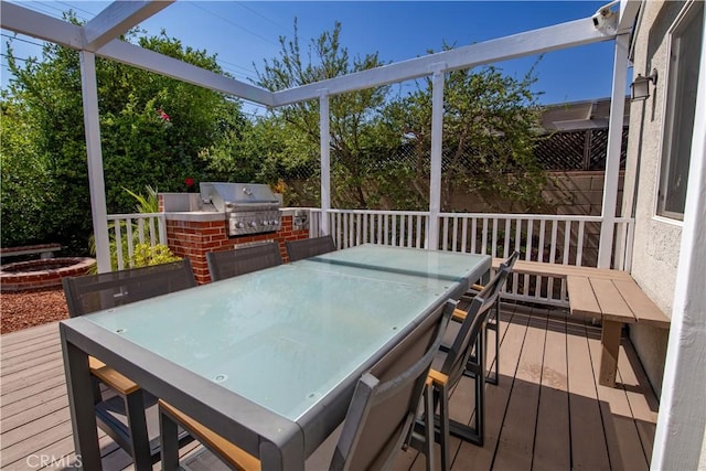 5427 Noble Ave, Sherman Oaks, CA 91411 - wooden terrace featuring outdoor dining area and area for grilling