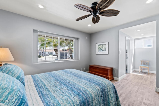 1350 Elder St, Oxnard, CA 93036 - bedroom with light wood-style flooring, recessed lighting, and ceiling fan