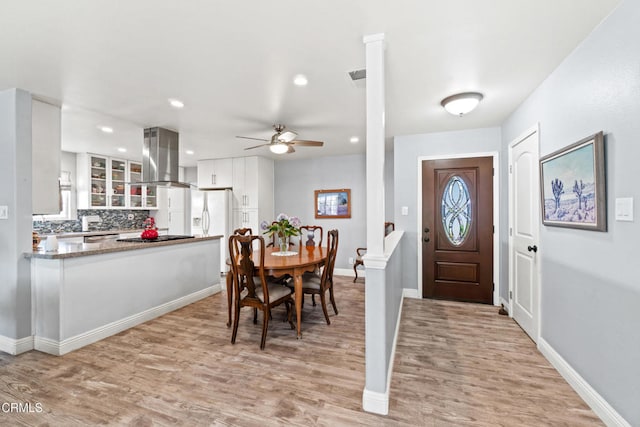 1350 Elder St, Oxnard, CA 93036 - dining area with ceiling fan, light wood-style flooring, and recessed lighting