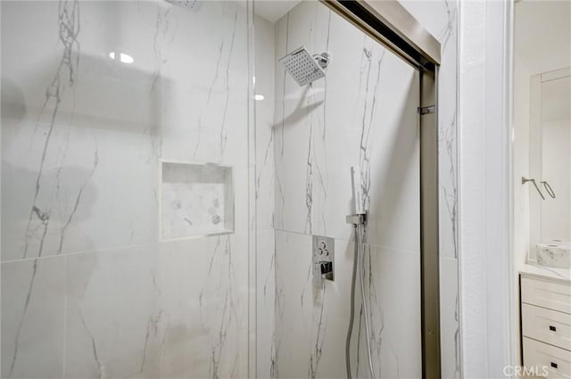23391 Park Sorrento Unit 62, Calabasas, CA 91302 - bathroom with a marble finish shower and vanity