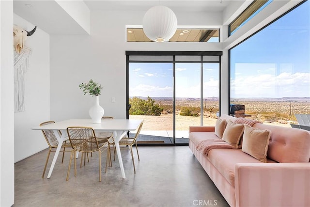 64177 Sullivan Rd, Joshua Tree, CA 92252 - dining area featuring concrete floors and a mountain view