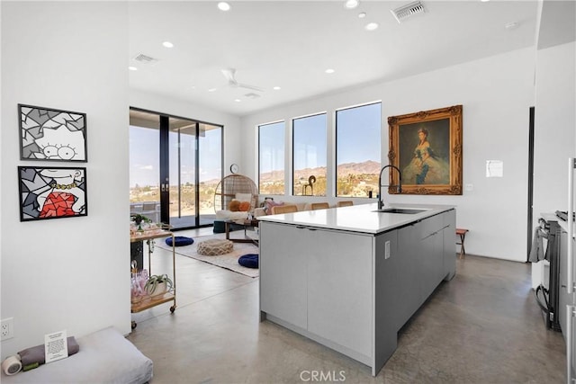 64177 Sullivan Rd, Joshua Tree, CA 92252 - kitchen featuring a sink, modern cabinets, finished concrete floors, and recessed lighting
