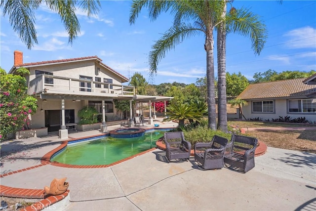 20905 Running Branch Rd, Diamond Bar, CA 91765 - view of pool featuring a patio and a pool with connected hot tub
