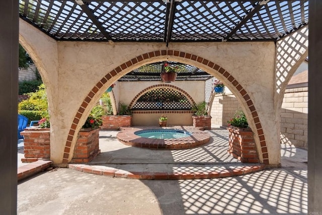 21905 Grovepark Dr, Saugus, CA 91350 - view of patio featuring an in-ground hot tub