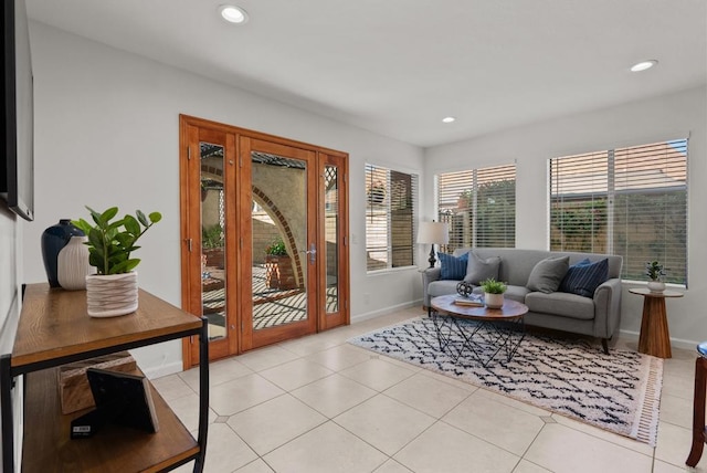 21905 Grovepark Dr, Saugus, CA 91350 - living area featuring recessed lighting, baseboards, and light tile patterned floors