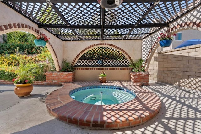 21905 Grovepark Dr, Saugus, CA 91350 - view of patio / terrace featuring an in-ground hot tub