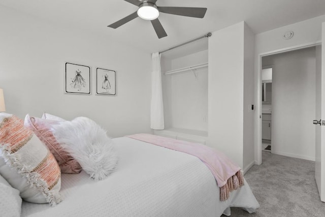 21905 Grovepark Dr, Saugus, CA 91350 - carpeted bedroom featuring a closet, a ceiling fan, and baseboards