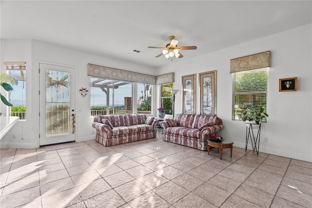 22440 Skylake Pl, Saugus, CA 91390 - living room with a ceiling fan and baseboards