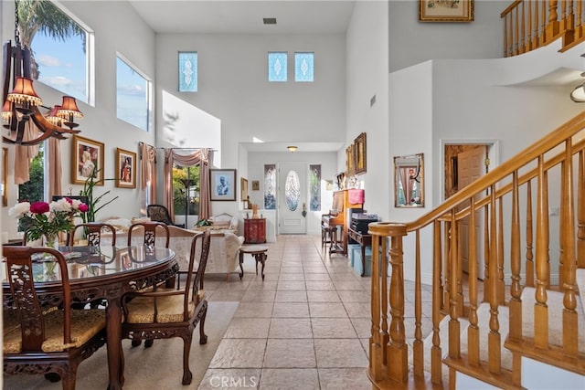 22440 Skylake Pl, Saugus, CA 91390 - foyer entrance featuring a high ceiling and stairs