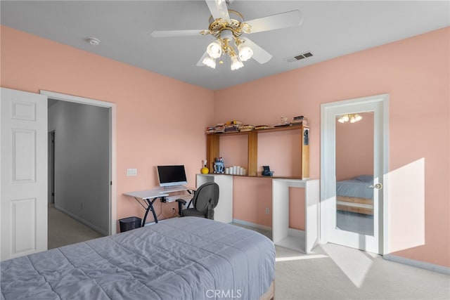 22440 Skylake Pl, Saugus, CA 91390 - carpeted bedroom with baseboards, a desk, and ceiling fan