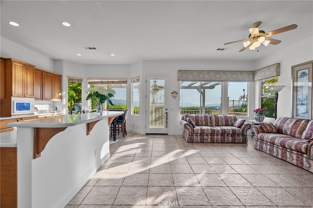 22440 Skylake Pl, Saugus, CA 91390 - living area featuring recessed lighting and a ceiling fan