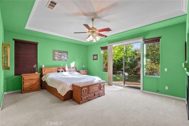 22440 Skylake Pl, Saugus, CA 91390 - bedroom with access to exterior, carpet, baseboards, and ceiling fan