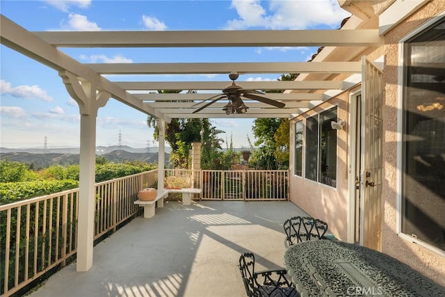 22440 Skylake Pl, Saugus, CA 91390 - view of patio with a pergola and a mountain view