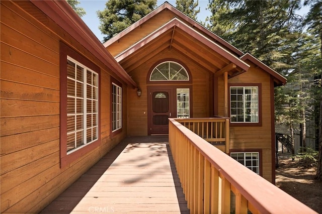 26350 Spyglass Dr, Lake Arrowhead, CA 92352 - entrance to property with a deck