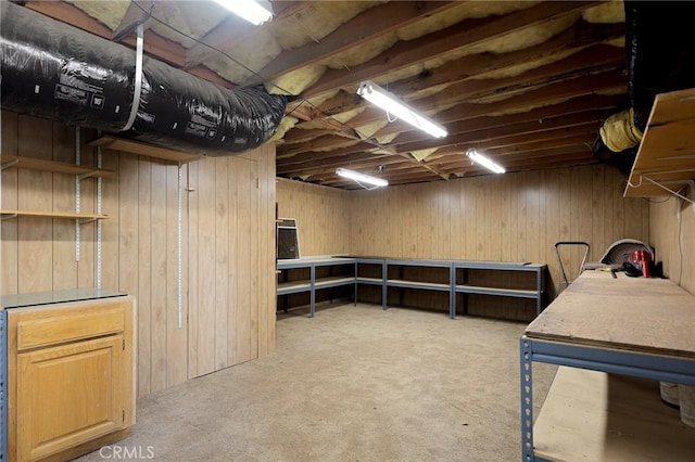26350 Spyglass Dr, Lake Arrowhead, CA 92352 - finished basement featuring carpet floors and wood walls