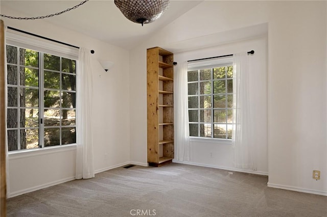 26350 Spyglass Dr, Lake Arrowhead, CA 92352 - carpeted spare room featuring lofted ceiling and baseboards