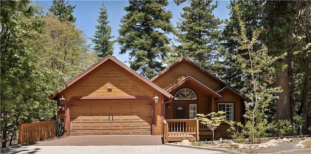 26350 Spyglass Dr, Lake Arrowhead, CA 92352 - chalet / cabin with concrete driveway and a garage