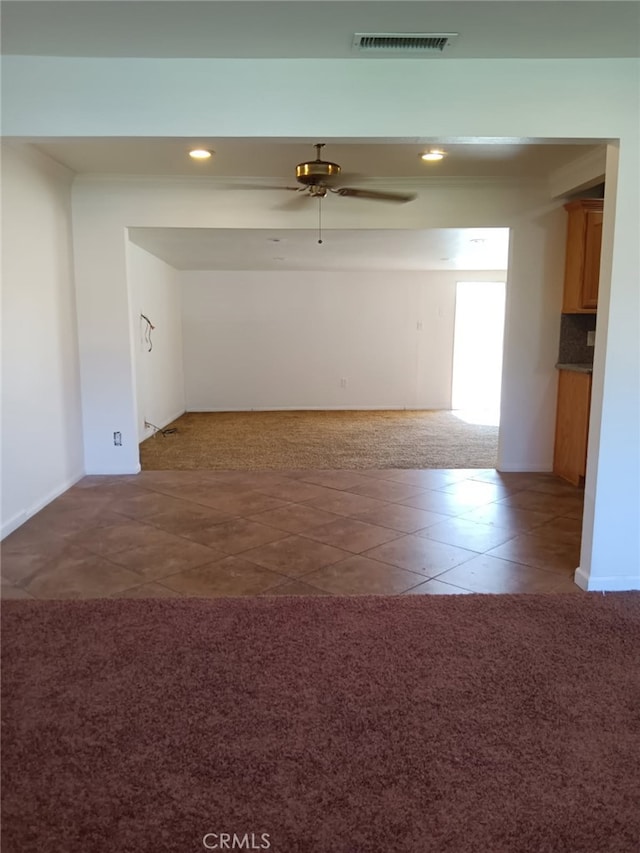 16614 Samgerry Dr, La Puente, CA 91744 - spare room featuring tile patterned flooring, ceiling fan, recessed lighting, and carpet flooring