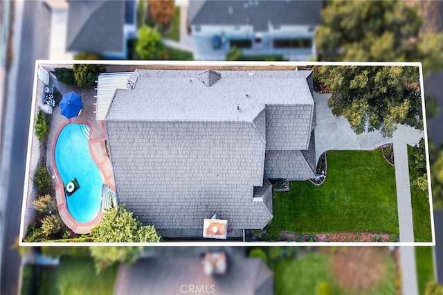 338 Laurel Ave, Arcadia, CA 91006 - view from above of property with property parcel outlined and a pool