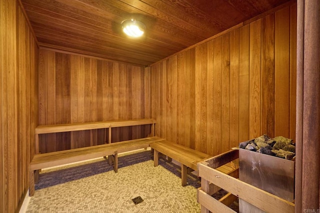 325 7th Unit 1501, San Diego, CA 92101 - relaxing sauna / steam room featuring wood ceiling, carpet flooring, and wood walls