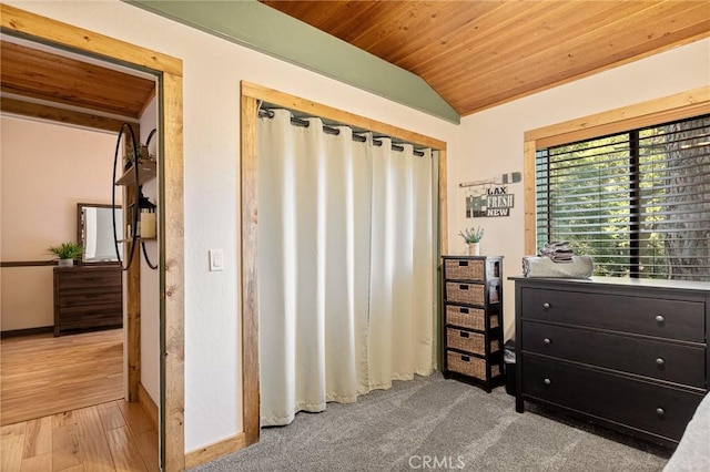 31297 All View Dr, Running Springs, CA 92382 - bedroom featuring lofted ceiling, wood ceiling, and baseboards