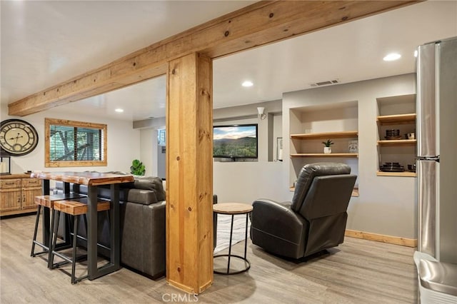 31297 All View Dr, Running Springs, CA 92382 - living area featuring light wood-style flooring, recessed lighting, and baseboards