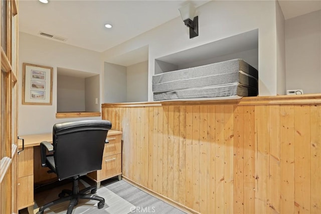 31297 All View Dr, Running Springs, CA 92382 - office area with light wood-style floors and recessed lighting