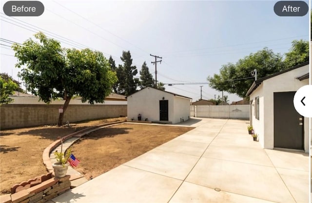 5402 N Fairvalley Ave, Covina, CA 91722 - fenced backyard with a patio and an outbuilding