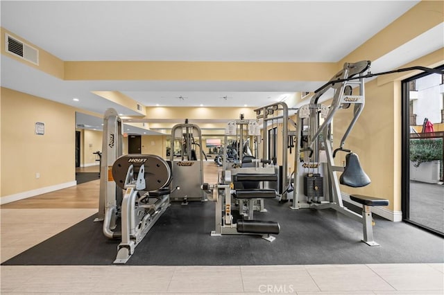 2939 Leeward Ave Unit 415, Los Angeles, CA 90005 - exercise room with recessed lighting and baseboards