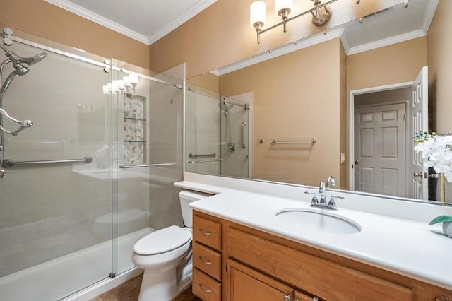 1139 Prussian, Oceanside, CA 92057 - bathroom with crown molding, a stall shower, and vanity