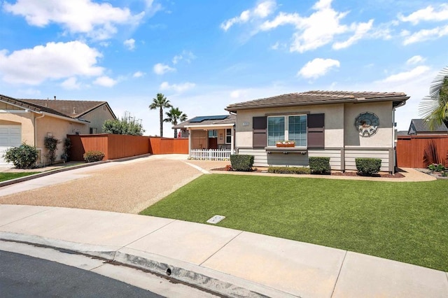 1139 Prussian, Oceanside, CA 92057 - view of front of property with roof mounted solar panels, stucco siding, driveway, a tiled roof, and a porch