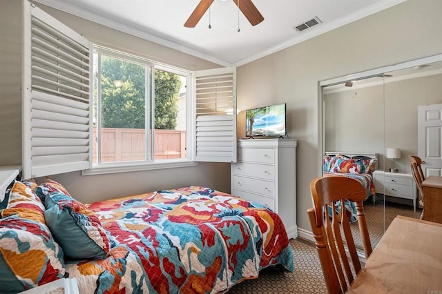 1139 Prussian, Oceanside, CA 92057 - bedroom with crown molding and ceiling fan