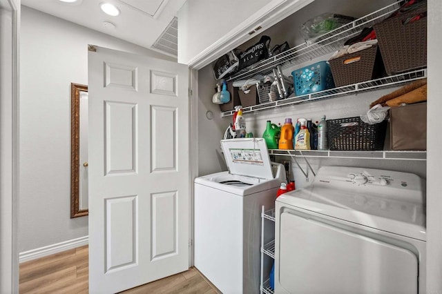 1139 Prussian, Oceanside, CA 92057 - washroom featuring washing machine and clothes dryer, light wood-style flooring, and recessed lighting