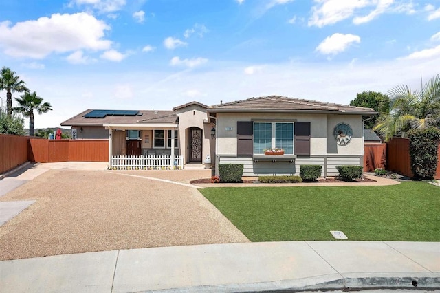 1139 Prussian, Oceanside, CA 92057 - view of front of house featuring roof mounted solar panels, stucco siding, and driveway