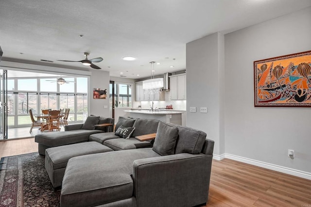 1139 Prussian, Oceanside, CA 92057 - living area featuring light wood-style flooring, a ceiling fan, and recessed lighting