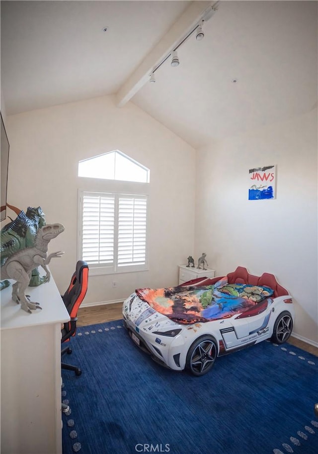 136541/2 Dronfield Ave, Sylmar, CA 91342 - bedroom with track lighting, wood finished floors, and baseboards