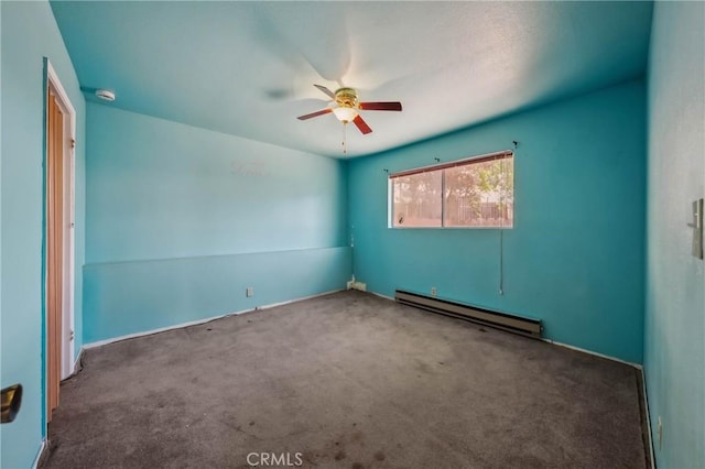12410 Lakeview Dr, Clearlake Oaks, CA 95423 - carpeted spare room featuring baseboard heating, ceiling fan, and a smoke detector