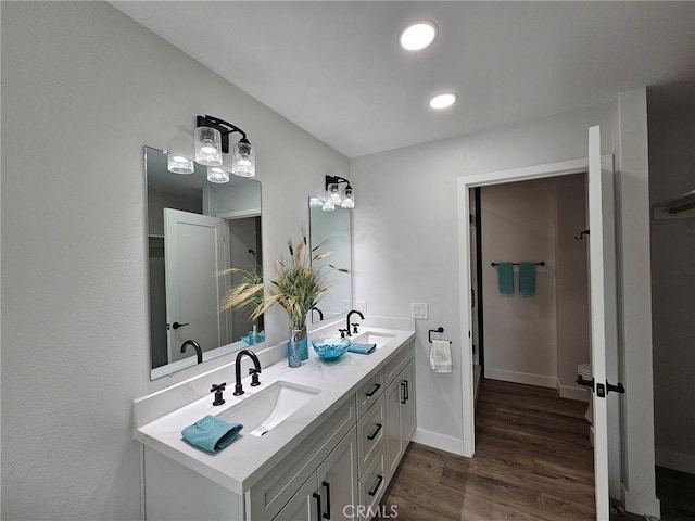 317 Pennyroyal Way, Oceanside, CA 92057 - full bath featuring double vanity, wood finished floors, and recessed lighting